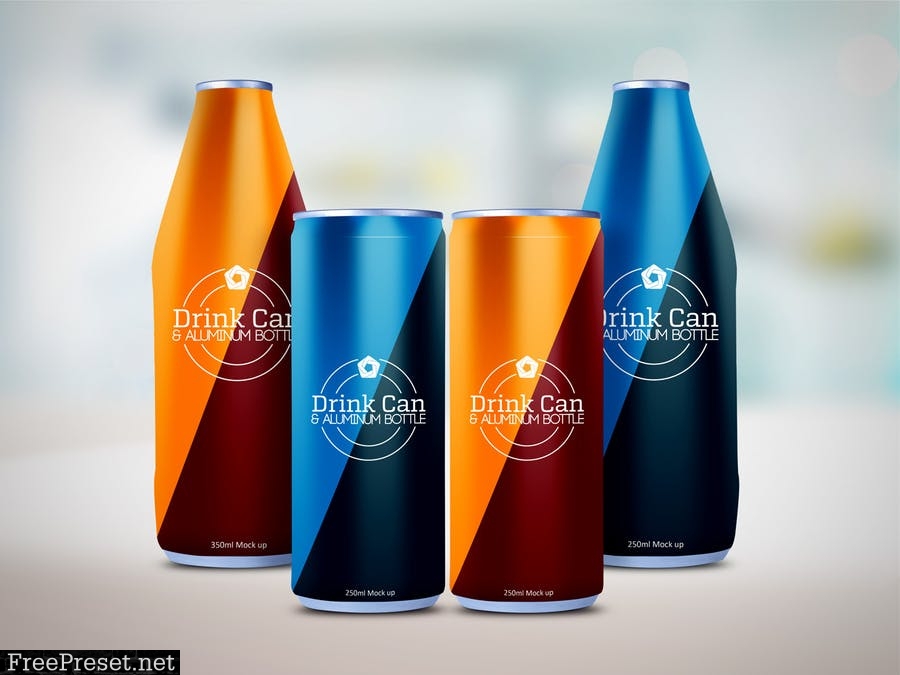 Drink Can & Aluminum Bottle Mockup