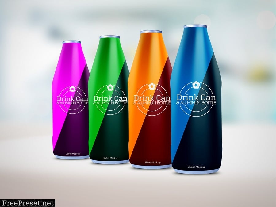 Drink Can & Aluminum Bottle Mockup