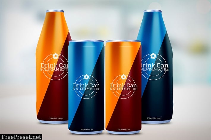 Drink Can & Aluminum Bottle Mockup