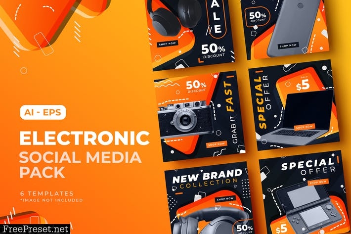 Electronic Sale Social Media Post Template 6S6VCZC