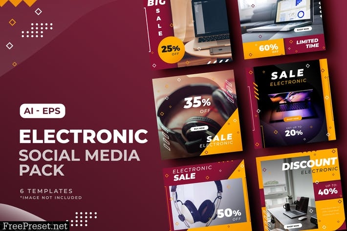 Electronic Sale Social Media Post Template SAVFB9C