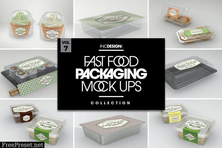 Fast Food Boxes Vol.7: Take Out Packaging Mockups QDX77Y