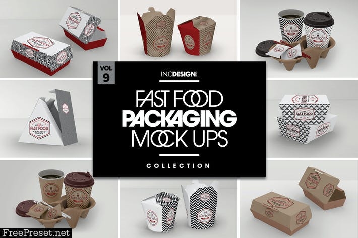 Fast Food Boxes Vol.9: Take Out Packaging Mockups HNZ9TP