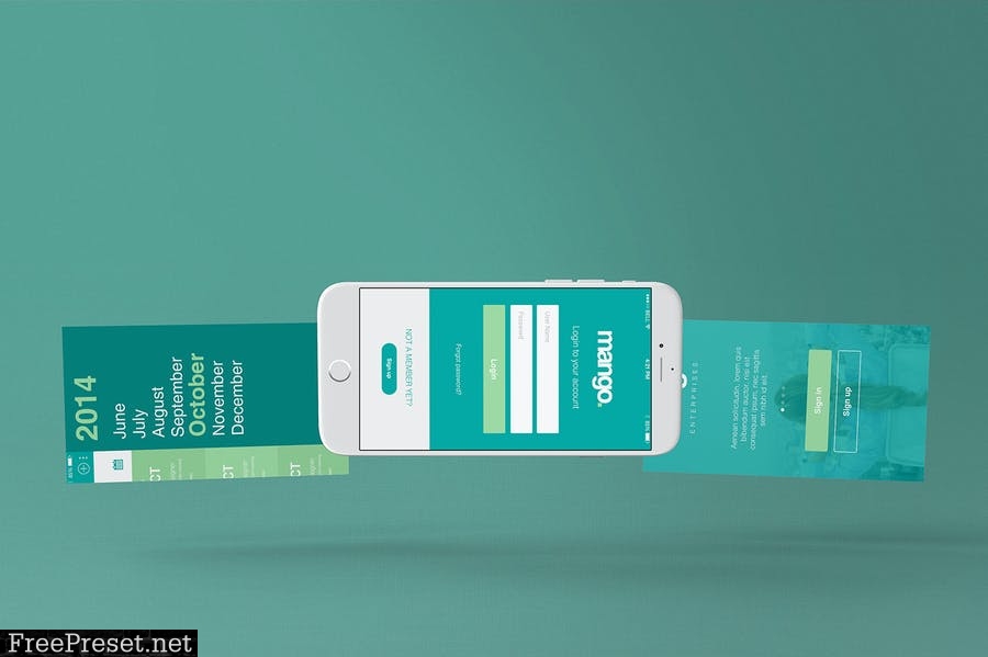 Five iPhone 6 Perspective App Screen Mockups