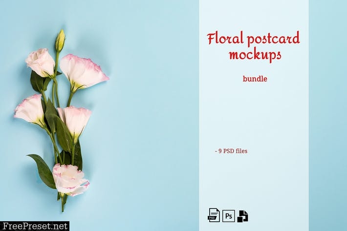 Floral postcard mockups