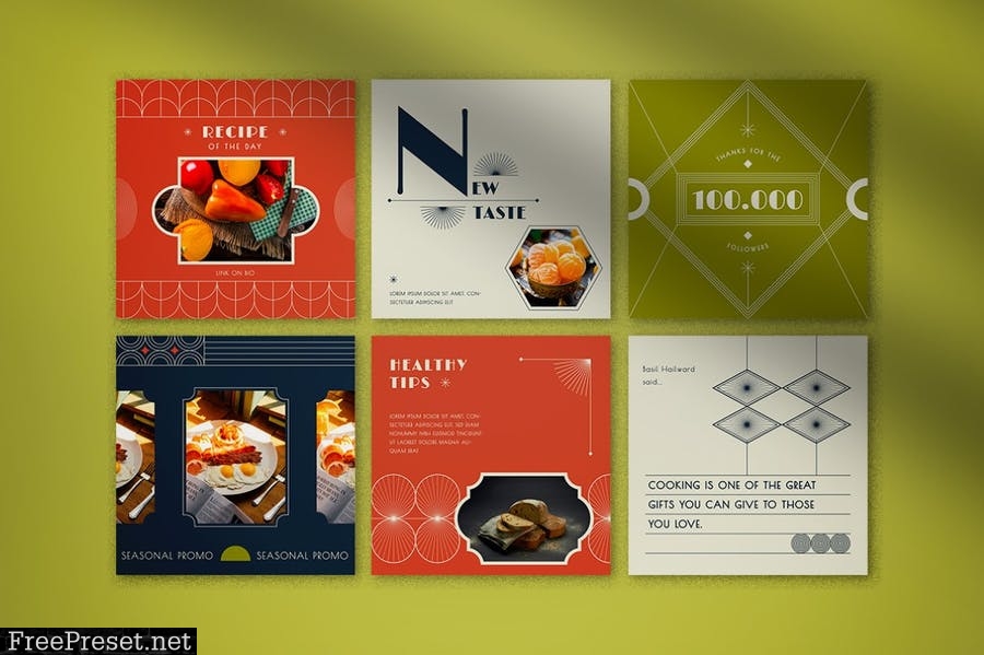 Food Art Deco Social Media Pack 5V2M6RU