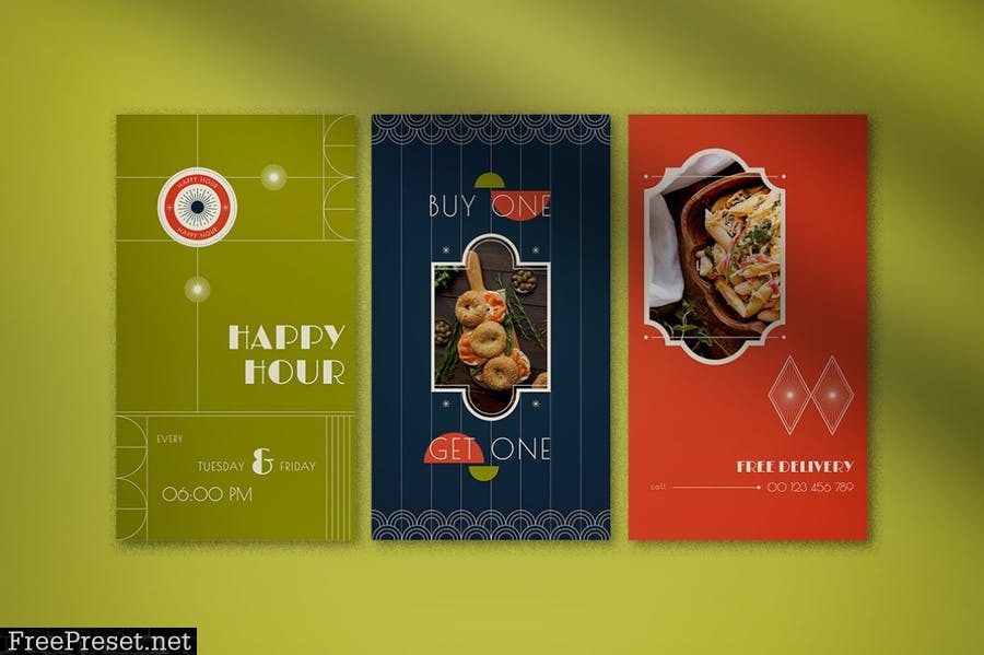 Food Art Deco Social Media Pack 5V2M6RU