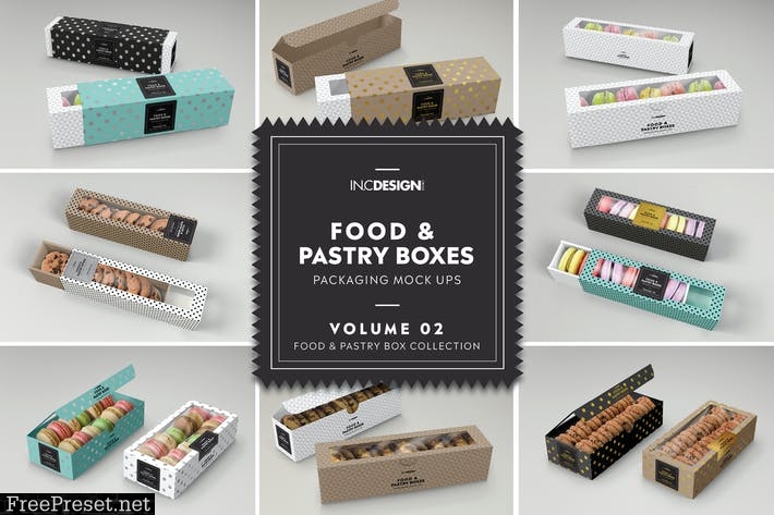 Food Pastry Boxes Vol.2: Packaging Mockups QSDXSY