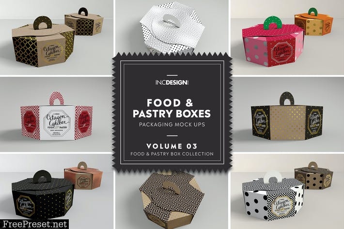 Food Pastry Boxes Vol.3: Packaging Mockups YHJA22