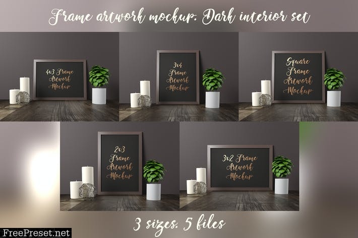 Frame Artwork Mockup - Dark Interior Set