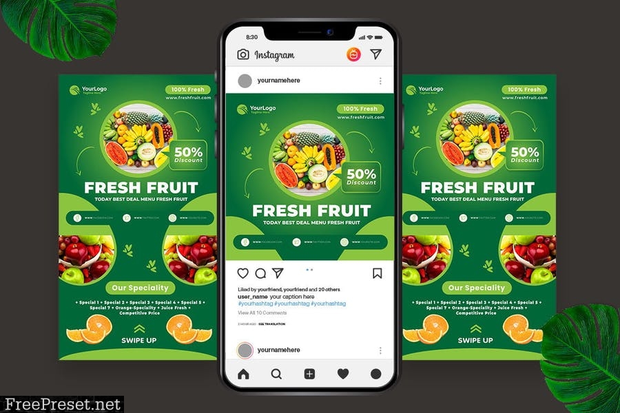 Fresh Fruit Store Instagram Post Story X7ZZSNZ