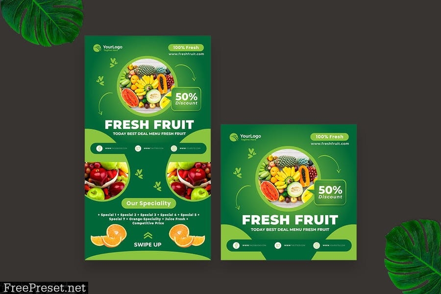 Fresh Fruit Store Instagram Post Story X7ZZSNZ