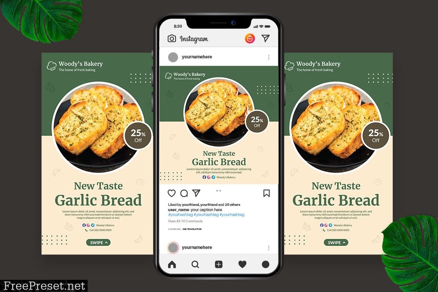 Garlic Bread Instagram Post Story XB5TMTH