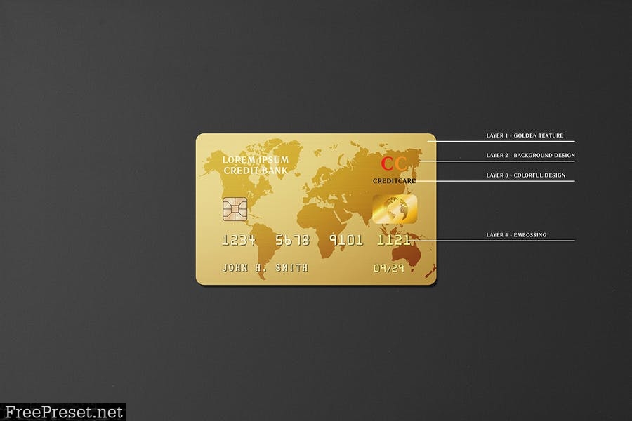 Golden Credit Card Mockup