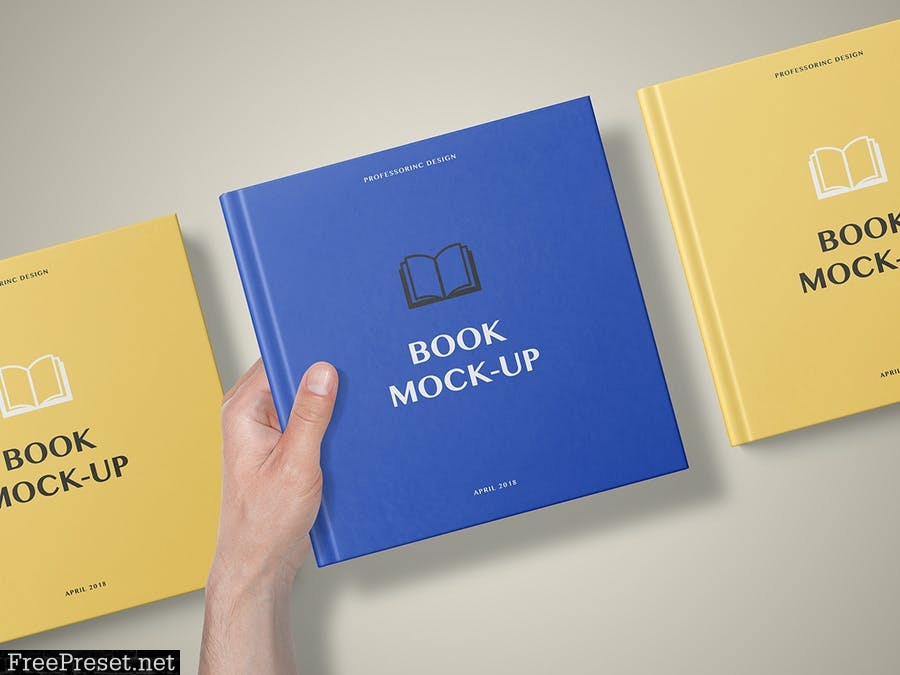 Hard Cover Square Book Mockup - Set 2