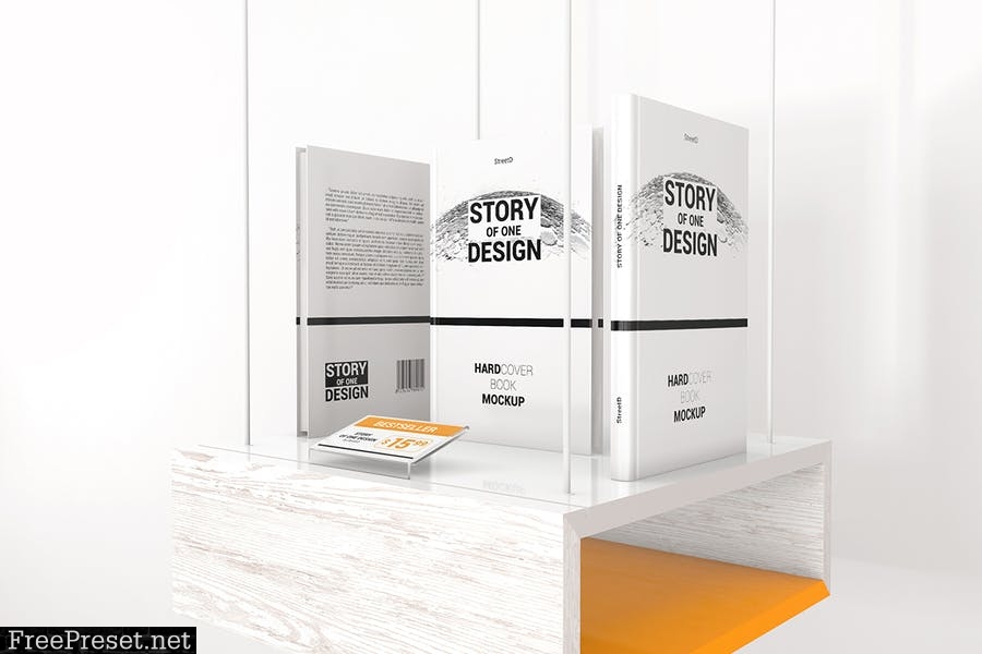 Hardcover Book With Price Tag Mockups