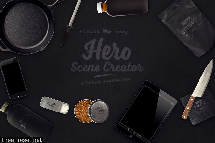 Hero Kitchen Essentials Mockup Creator PFTLL6