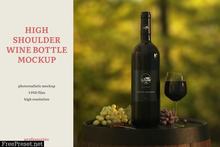 High Shoulder Wine Bottle Mockup