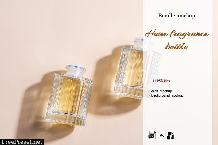 Home fragrance bottle set mockup