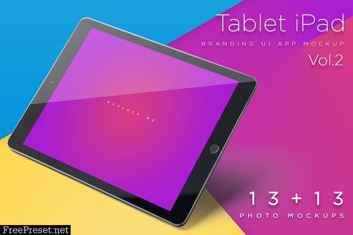 iPad Tablet UI Mockups - Vivid Backgrounds Vol.2