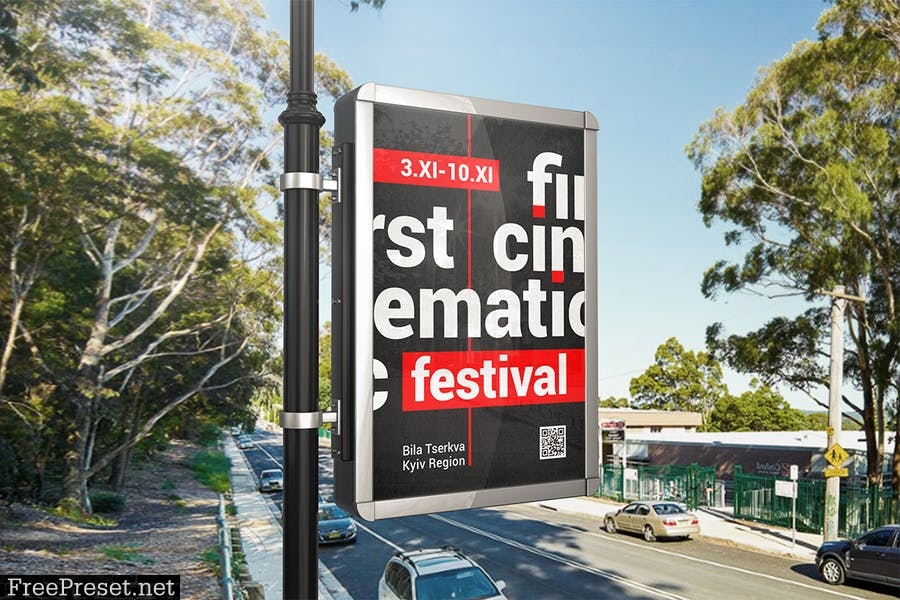 Lamp Post Advertising Mockup