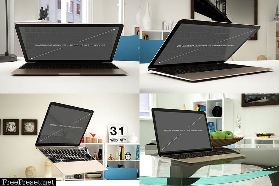 Laptop Mockup - 12 Poses