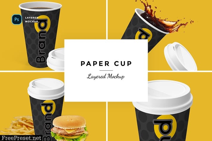 Layered Paper Cup Mockup with different angles Q34BP8