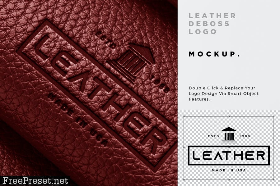 Leather Debossed Logo Mockup ZF94QXT