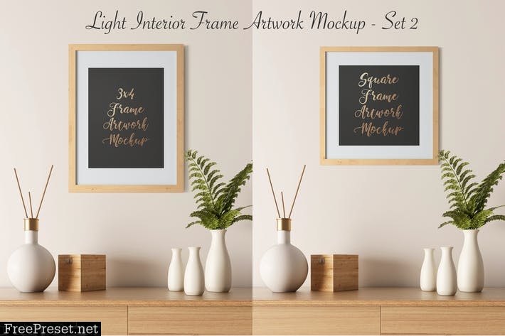 Light Interior Frame Artwork Mockup - Set 2