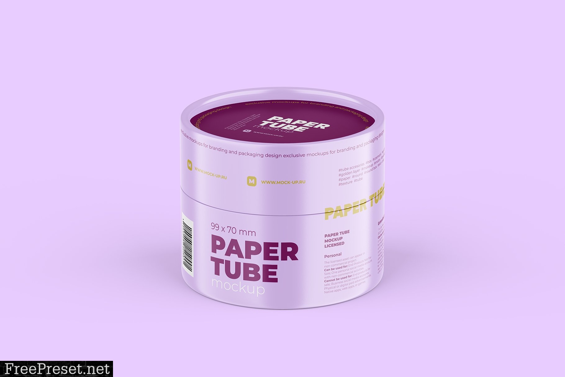losed Paper Tube Mockup 99x70mm 5857966