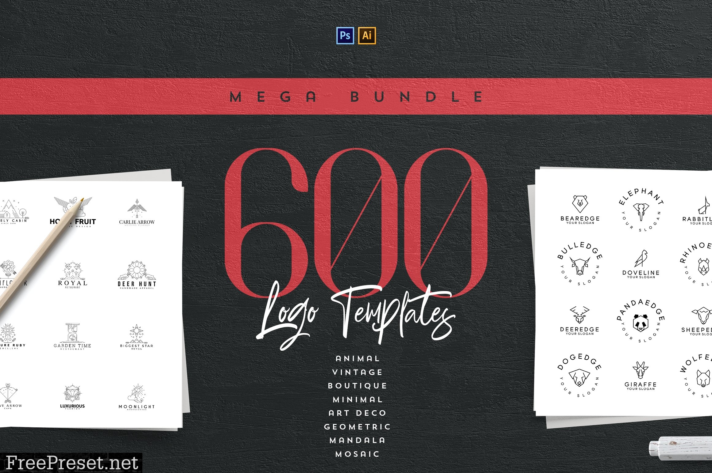 Mega Bundle – 600 Logo Templates 3239162
