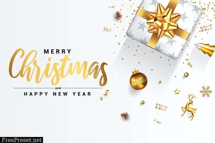 Merry Christmas and Happy New Year greeting card ZUJQKFS