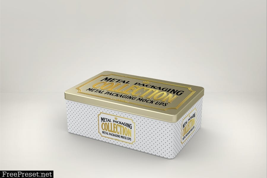 Metal Box Stack Packaging Mockup