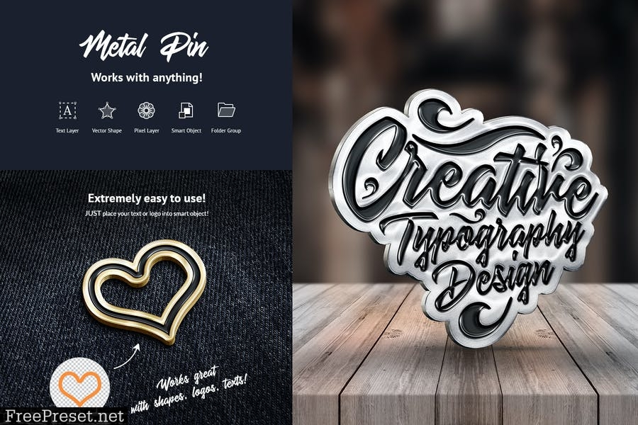 Metal Pin – Text and Logo Mockups 22JGAAJ