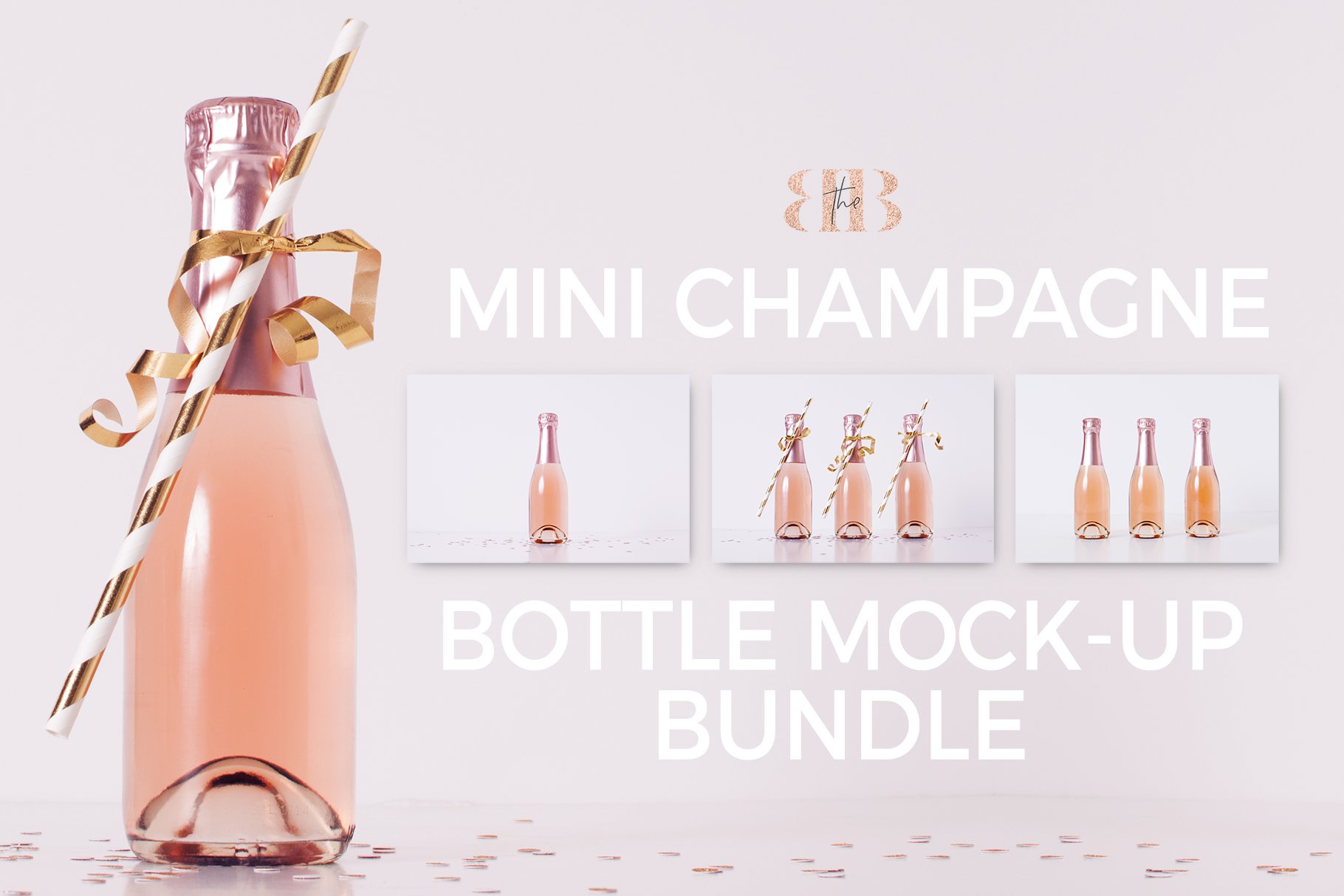 Mini Champagne Bottle Mock Up Bundle 2425275