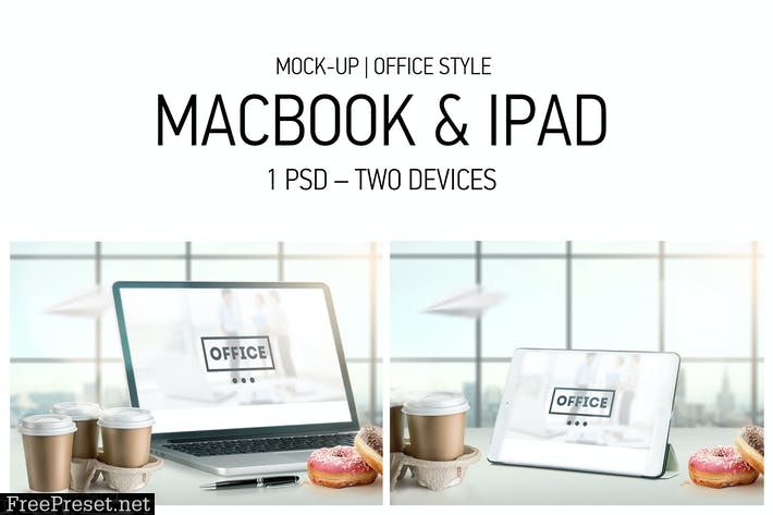 Mock-Up Laptop and tablet (PSD). Office style