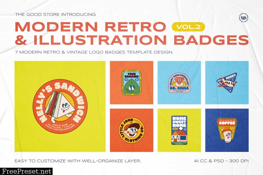 Modern Retro Illustration Badges Vol.2 CKKTTNF