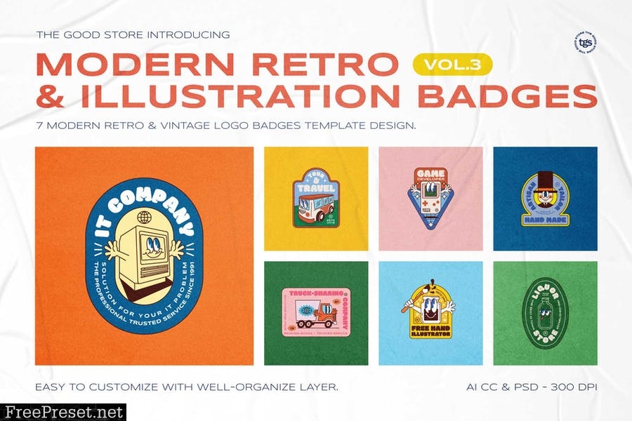 Modern Retro Illustration Badges Vol.3 UHE9UUH