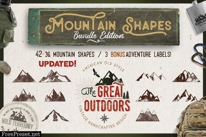 Mountain Shapes Bundle & Vintage Labels PZN3W3