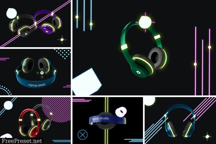 Neon Headphones Mockup Y9HAET7