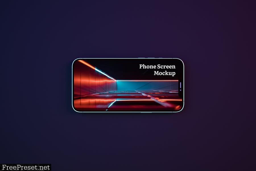 Neon Landscape iPhone Screen Mockup