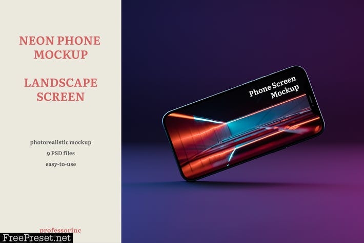 Neon Landscape iPhone Screen Mockup