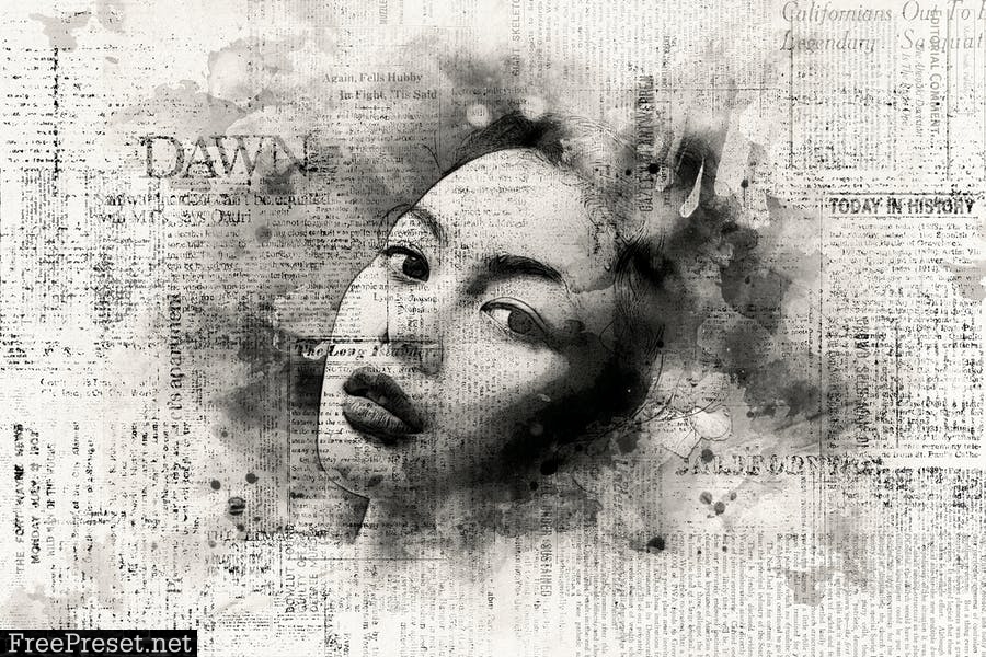 Newspaper Print Photo Effect