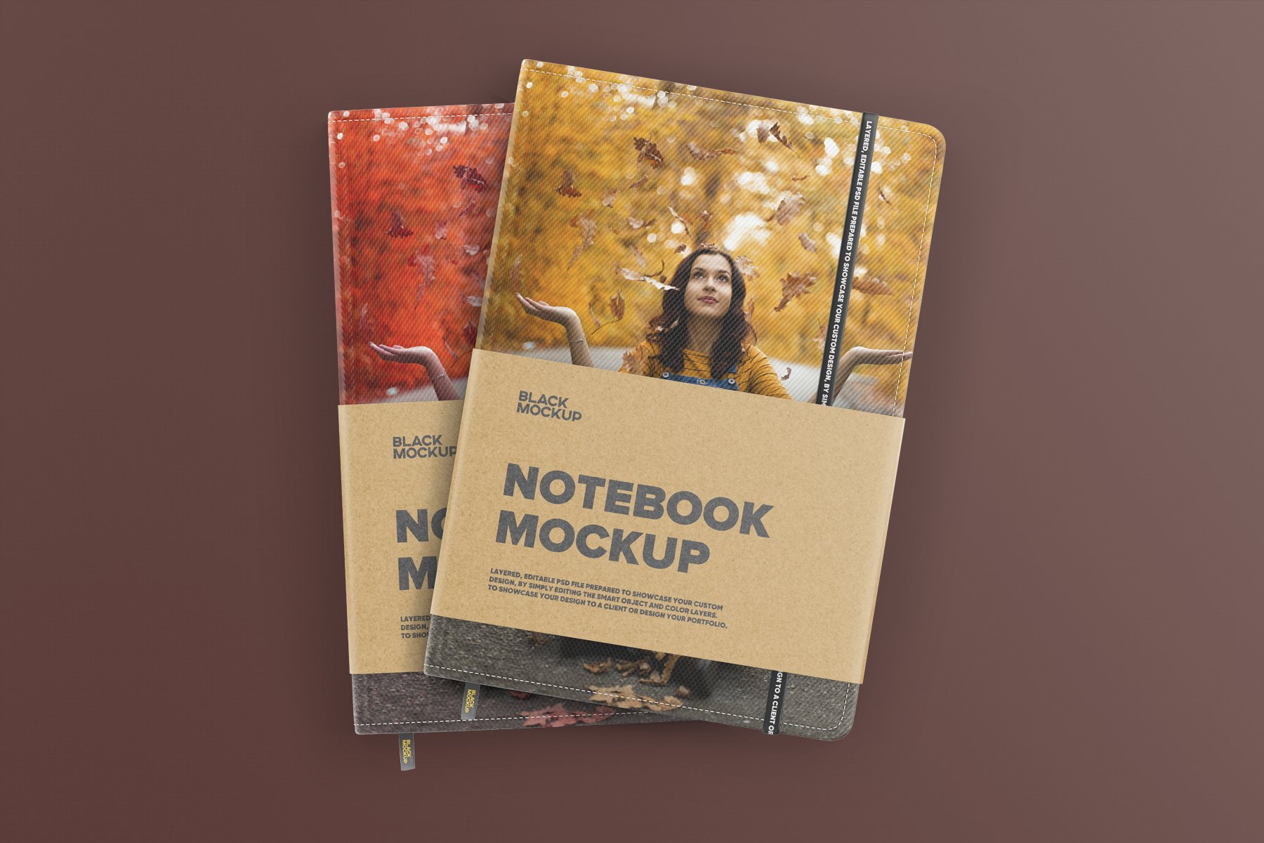 Notebook in craft packaging mockup 5861073