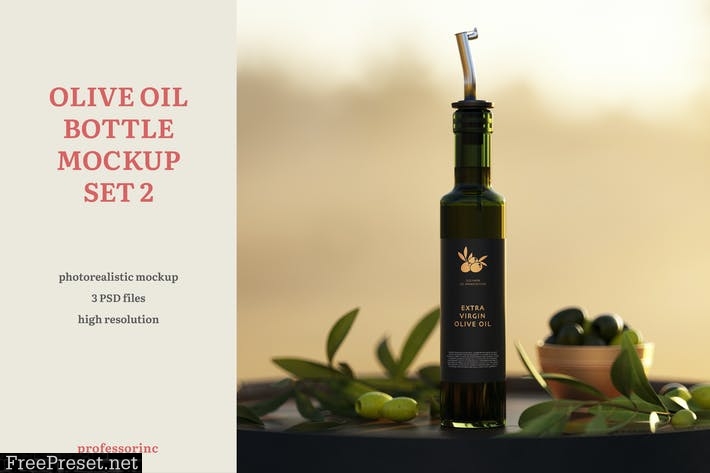 Olive Oil Bottle Mockup - Set 2