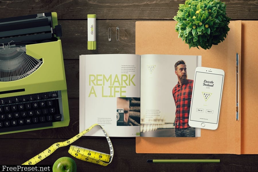 Open Magazine Mockup Scenes