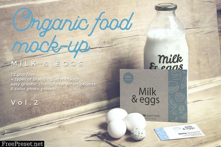 Organic Food Photo Mockup / Milk & Eggs Vol.2