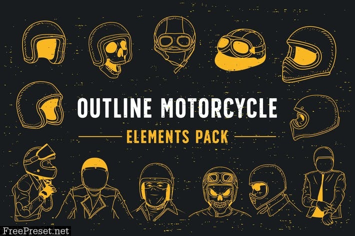 Outline Motorcycle Elements Pack C5VZVJ