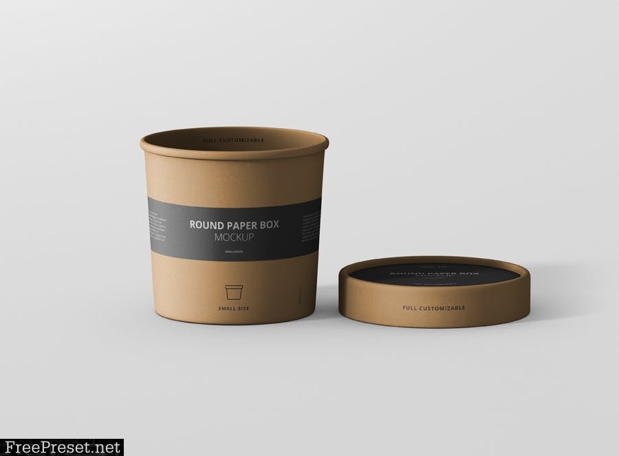 Paper Box Mockup Round - Small Size