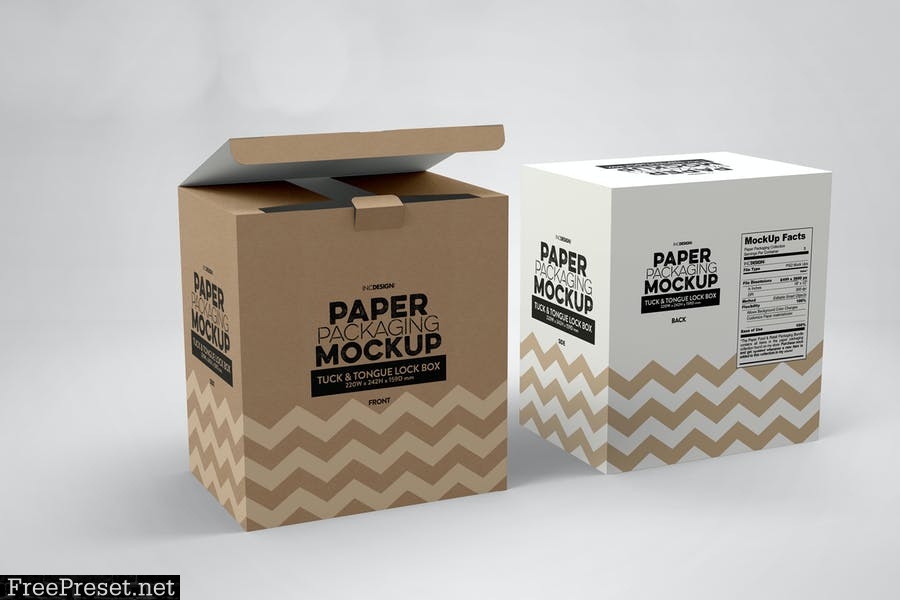 Paper Box Tuck & Tongue Lock Mockup